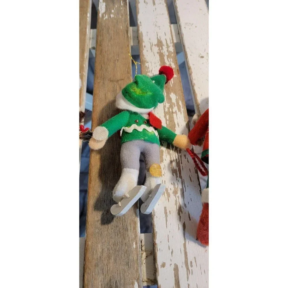 Handmade‎ skating elf kid boy girl doll ornament xm